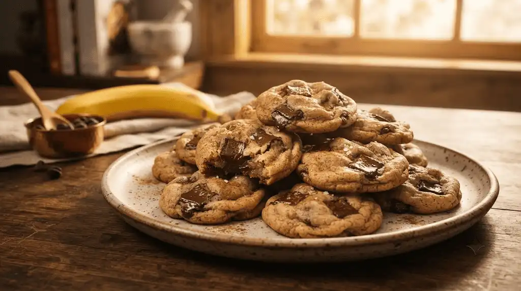 Banana Chocolate Chip Cookie, banana chocolate cookies, healthy banana cookies, banana chocolate chip cookie recipe,