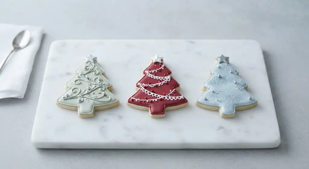 christmas tree cookies, decorated holiday cookie, recipes christmas baking ideas,