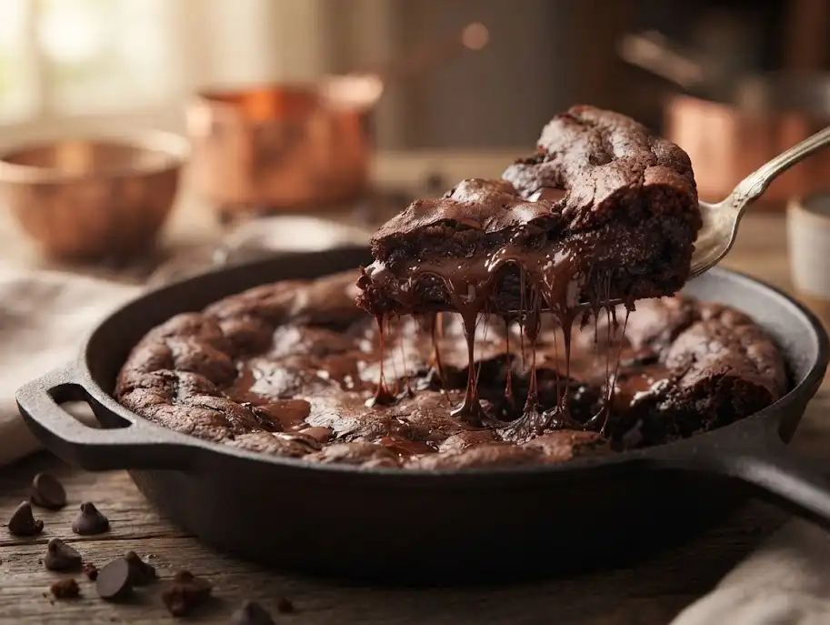 cookie in a frying pan, skillet cookie, cookie skillet recipe,