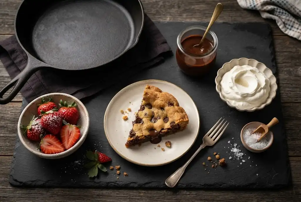 cookie in a frying pan, skillet cookie, cookie skillet recipe,