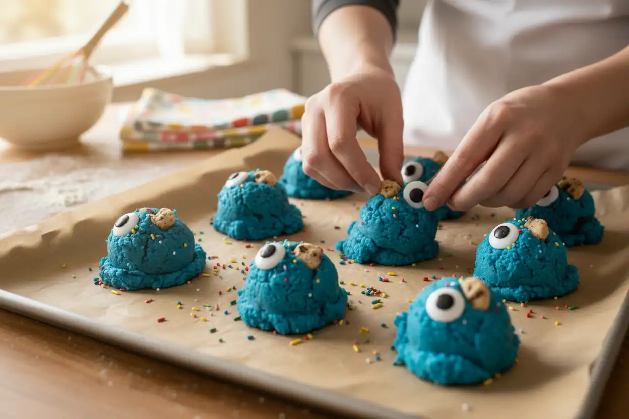 cookie monster cookies, fun cookie recipes, elmo and cookie monster cookies, cookie monster recipe,