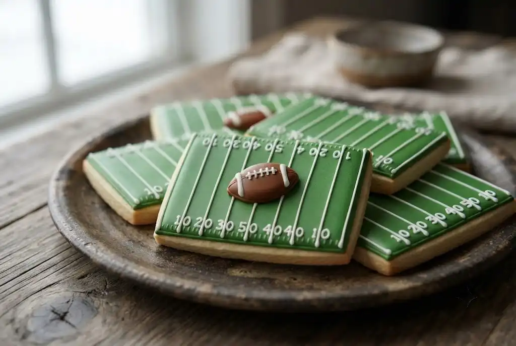 football cookies decorated, football cookie recipes, football-themed cookies,