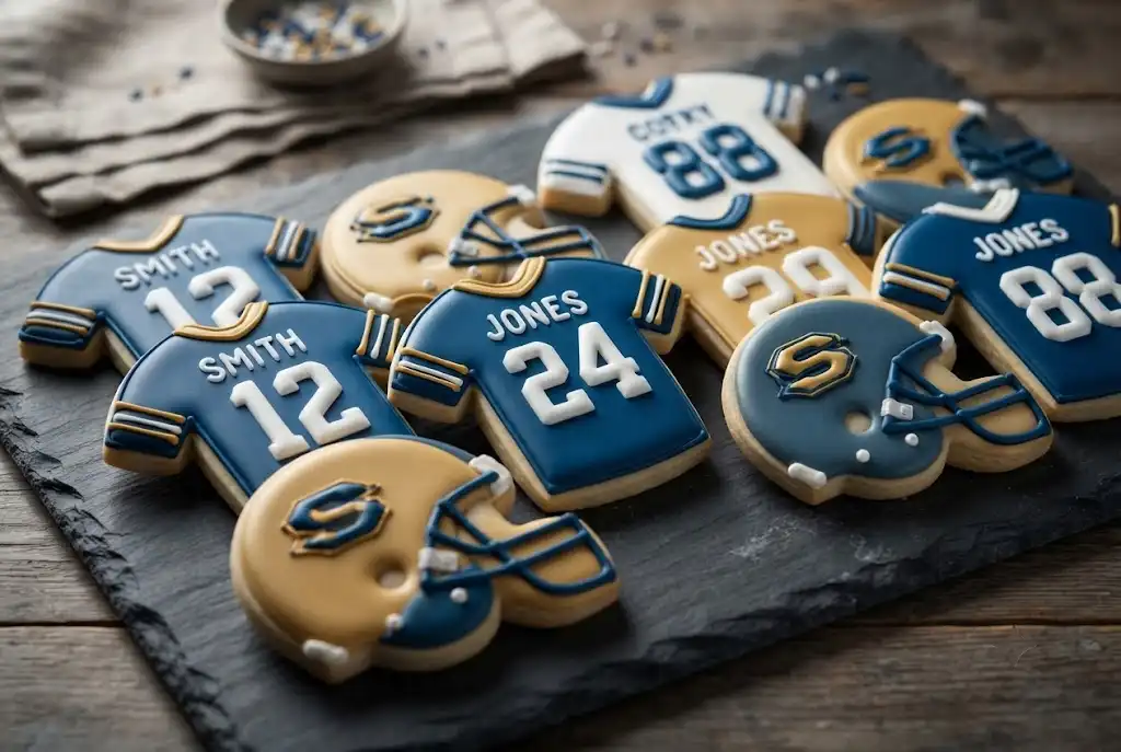 football cookies decorated, football cookie recipes, football-themed cookies,