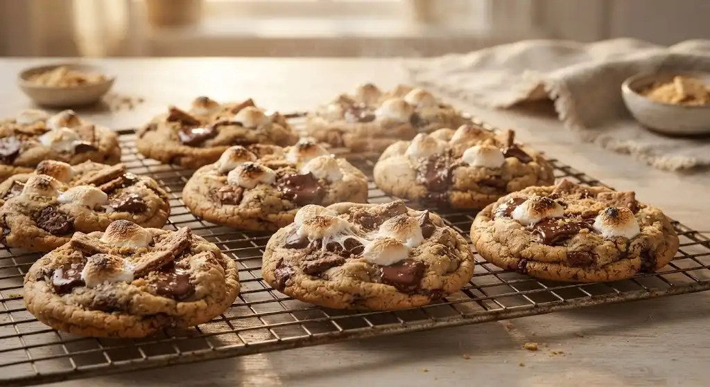 s mores cookies, s'mores cookie recipe, chocolate marshmallow cookies, s'mores cookie bars, s mores chocolate chip cookies,