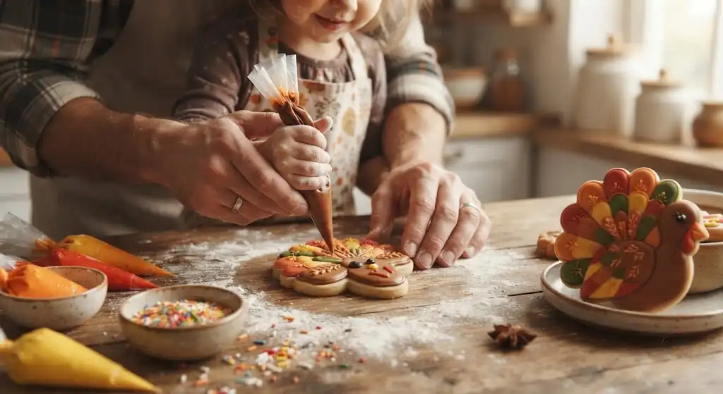 thanksgiving cookies decorated, thanksgiving dessert ideas, holiday cookie decorating, thanksgiving cookie ideas, decorated thanksgiving cookies,