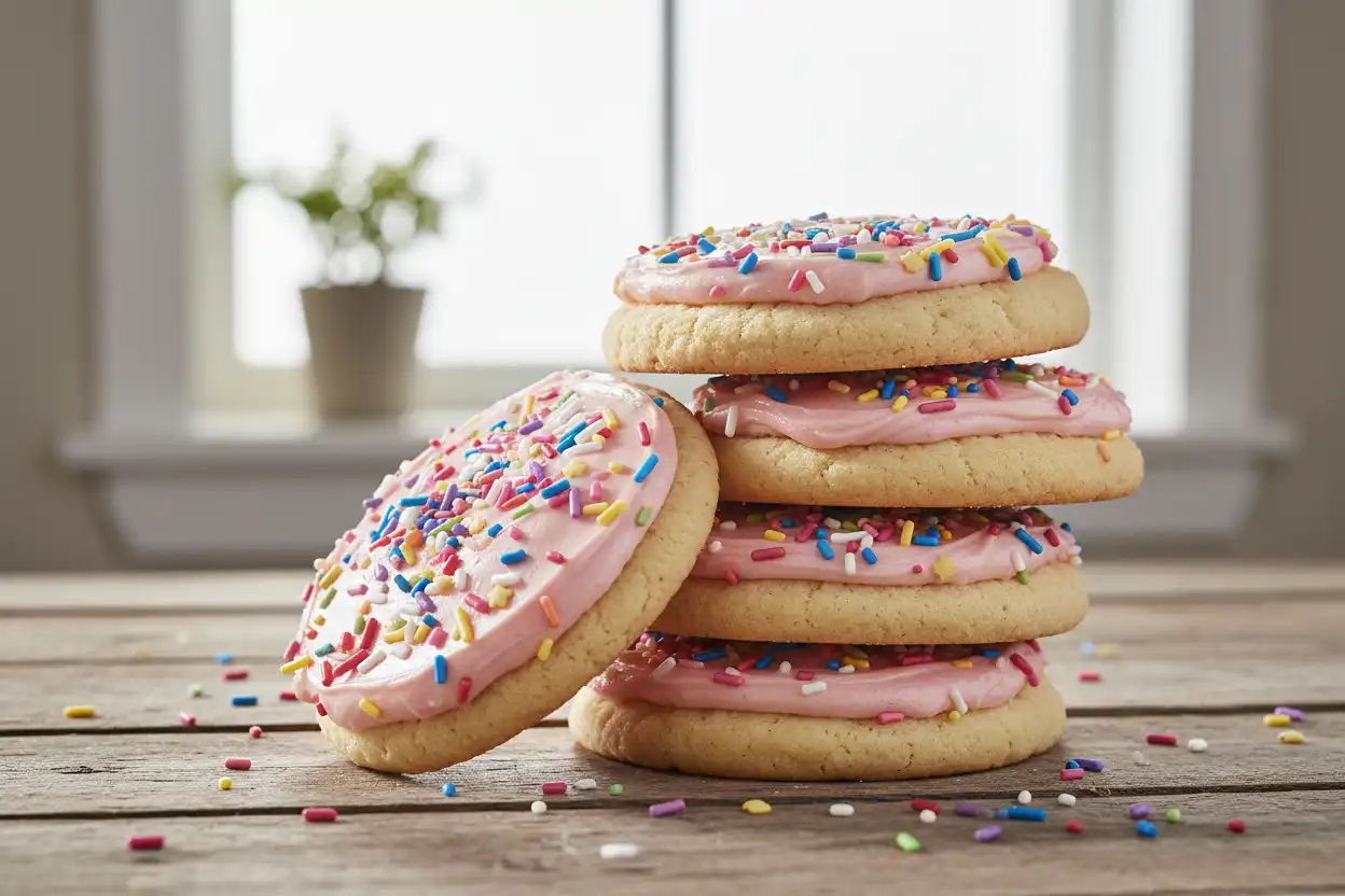 frosted cookies, frosted sugar cookies, soft frosted sugar cookies,cream cheese frosting, buttercream frosting,