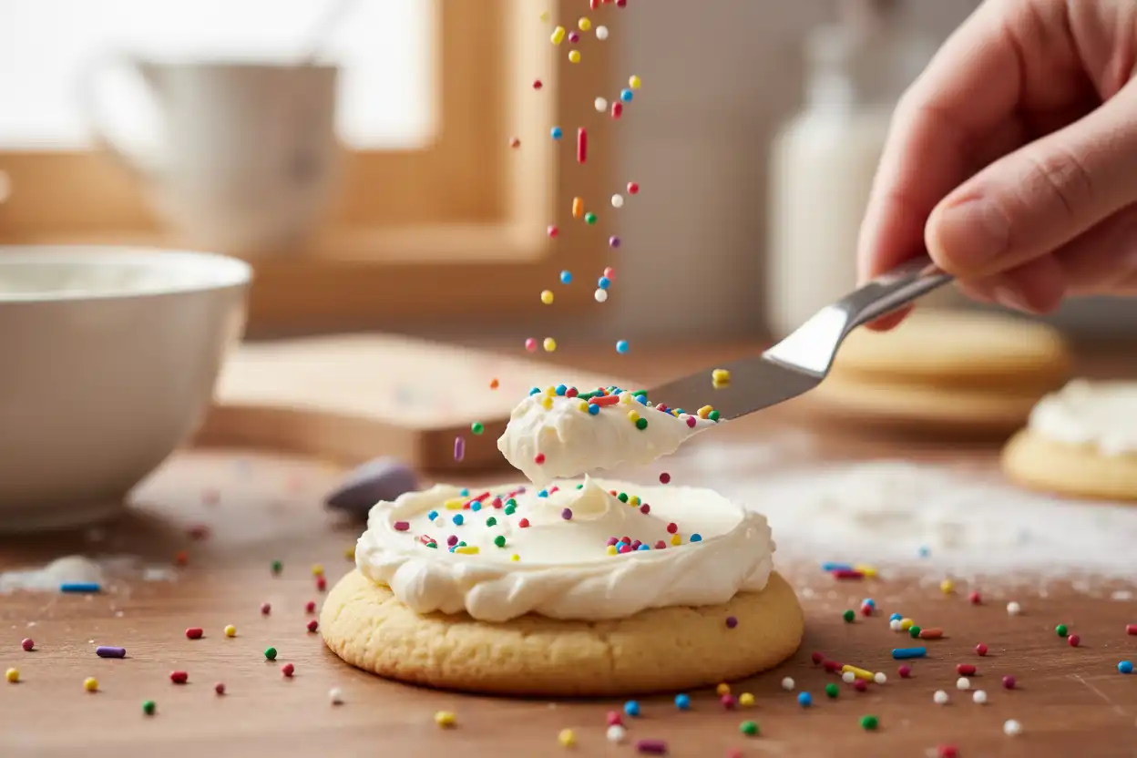 frosted cookies, frosted sugar cookies, soft frosted sugar cookies,cream cheese frosting, buttercream frosting,
