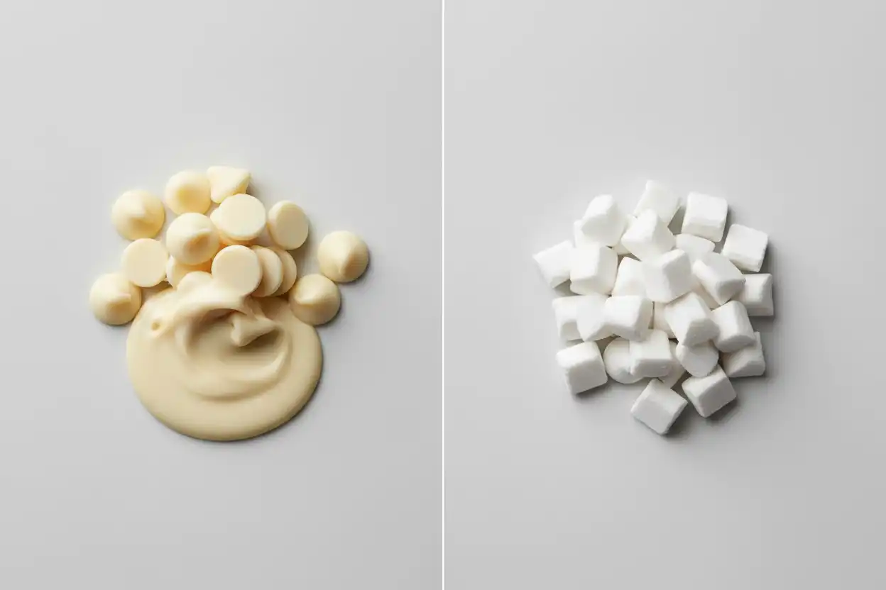 Visual difference between real cocoa butter chips vs vegetable fat baking chips
